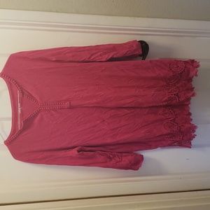 Pink Lands End Lace Edge Tunic XL